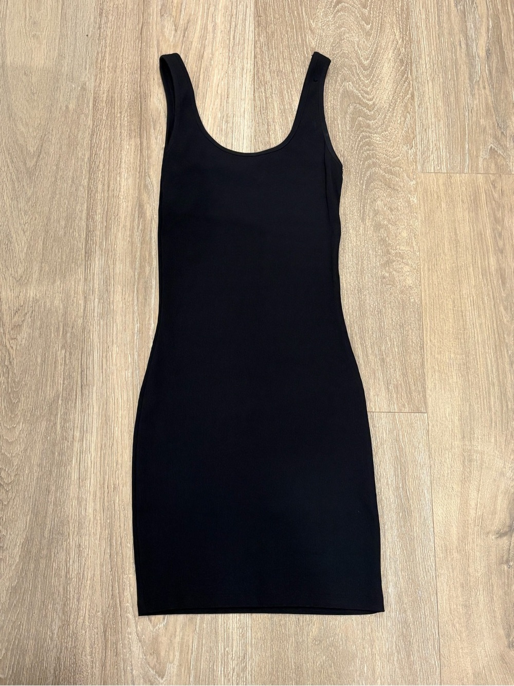 Zara Black Scoop Neck Ribbed Bodycon Dress